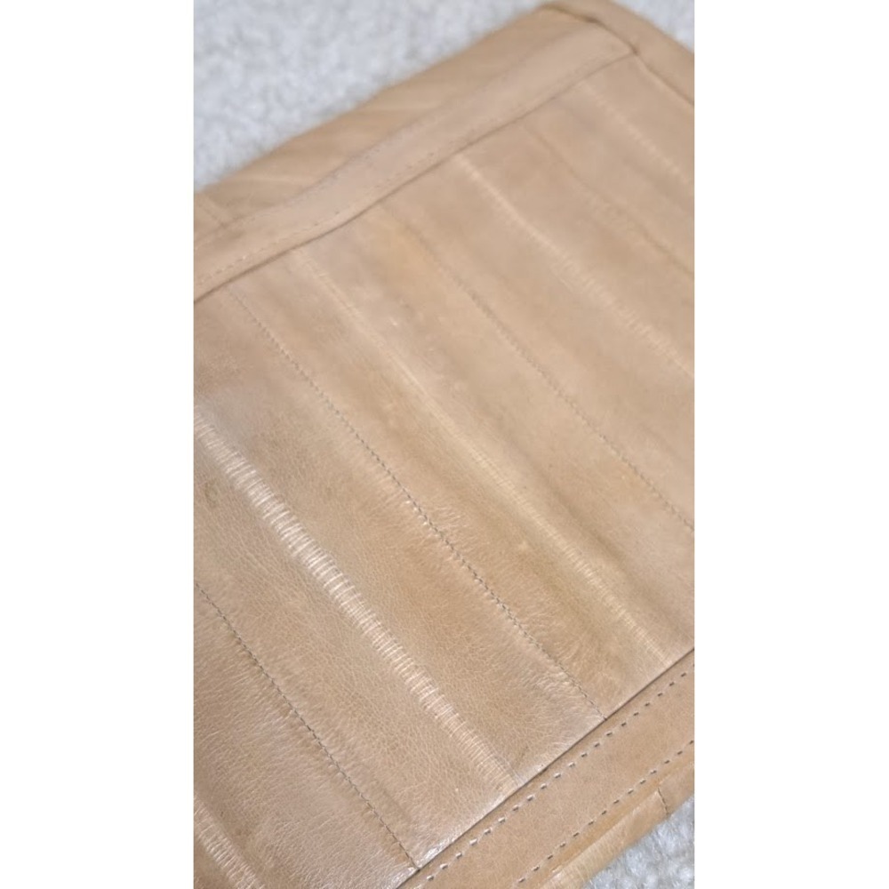 Vintage Tan Eel Skin Leather Clutch Purse 10" X 6" - Picture 2 of 6